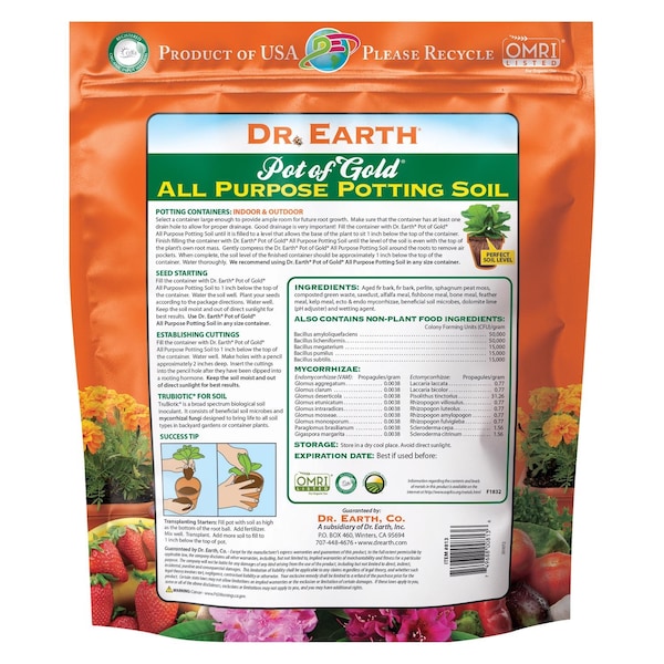 Dr. Earth Dr. Earth Pot of Gold Organic All Purpose Potting Soil 8 qt - 813
