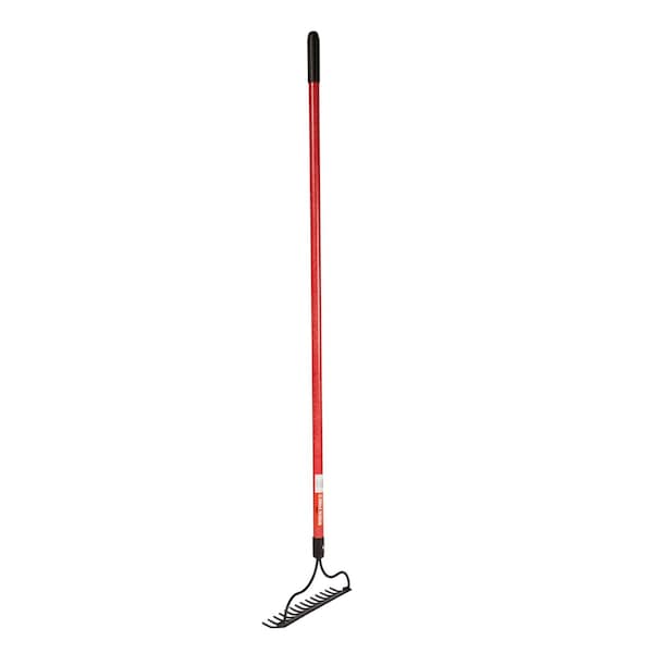 Emsco Group 14-Tine Bow Rake, 54in Fiberglass Handle, 16 Gauge Steel Blade - 1222-1