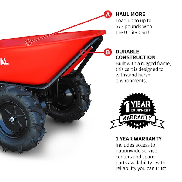 Cardinal Electric Utility Cart 40V Battery-Powered Wheelbarrow 570-lb. Bucket Capacity - CKART260E