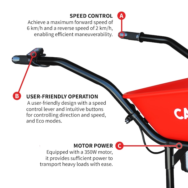 Cardinal Electric Utility Cart 40V Battery-Powered Wheelbarrow 570-lb. Bucket Capacity - CKART260E