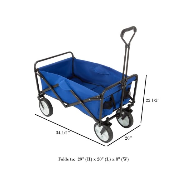 Nature Spring Collapsible Utility Wagon with Telescoping Handle, Heavy Duty Folding Wheeled Cart for Outdoor Use - 558899KAL