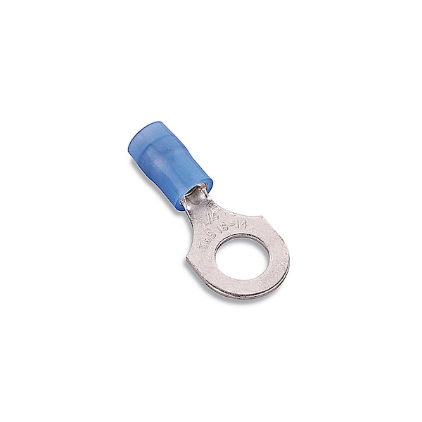 TERMINAL DE ANILLO, #18-#14 AWG, 1.08"L, 0.47"W, AZUL 1/4" TORNILLO - RB14-14
