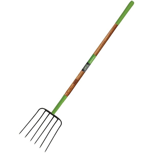 Ames Manure Fork, Steel Tine, Wood Handle, 61 in L Handle - 2826900