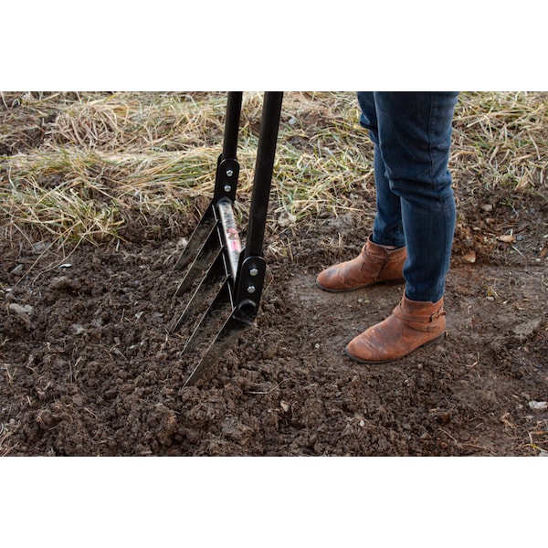Bully Tools Broadfork, 10 ga. Steel, Fiberglass handle, 56 x 20 x 5.25 in. - 92627