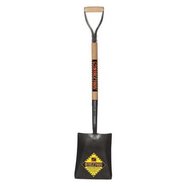 Structron Square Point Shovel, #2 Blade, Steel Blade, Forward Turn Step, 27 in L Natural Hardwood Handle - 49173