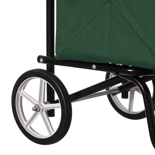 Gardenised Outdoor Steel Leaf Patio Lawn and Garden Storage Cart on Wheels, Green - QI004519