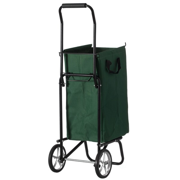 Gardenised Outdoor Steel Leaf Patio Lawn and Garden Storage Cart on Wheels, Green - QI004519