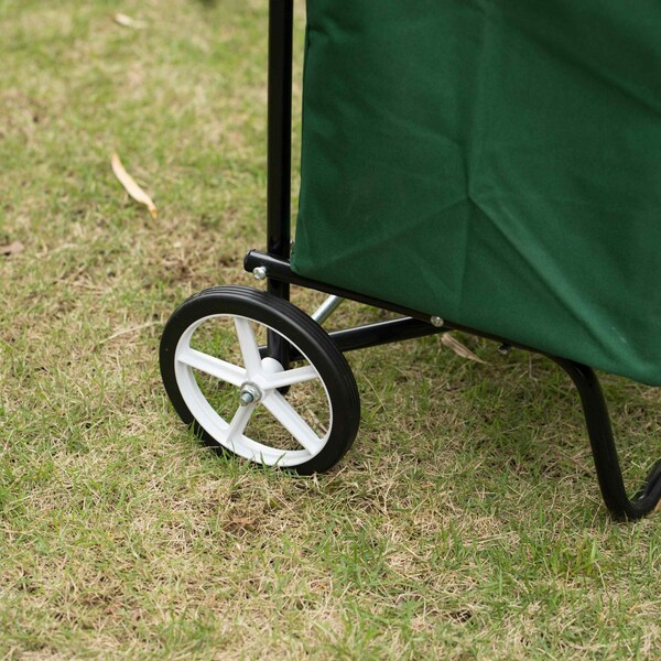 Gardenised Outdoor Steel Leaf Patio Lawn and Garden Storage Cart on Wheels, Green - QI004519