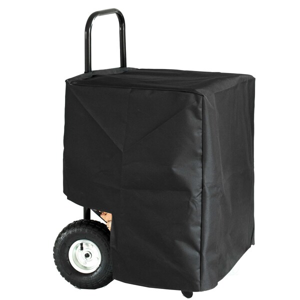 Gardenised Black Firewood Log Caddy Wood Rack Stacking Holder Storage Cart Mover with Cover - QI003733
