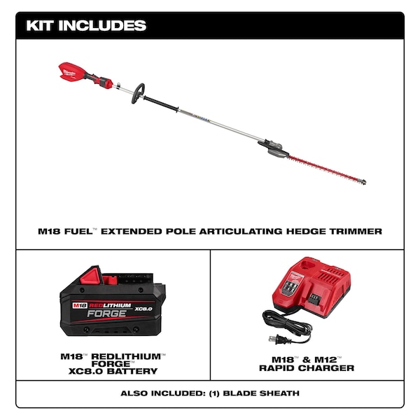 Milwaukee Tool Cordless Battery-Powered Hedge Trimmer Kit, Double-Sided 24 in L Blade - 3035-21