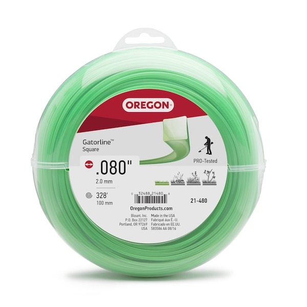 Oregon Gatorline Square Trimmer Line, .080" by 327', 1Lb Donut - 21-480