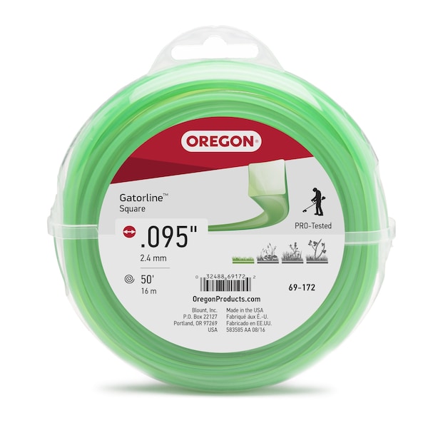 Oregon Gatorline Square Trimmer Line, .095" by 50' Donut - 69-172