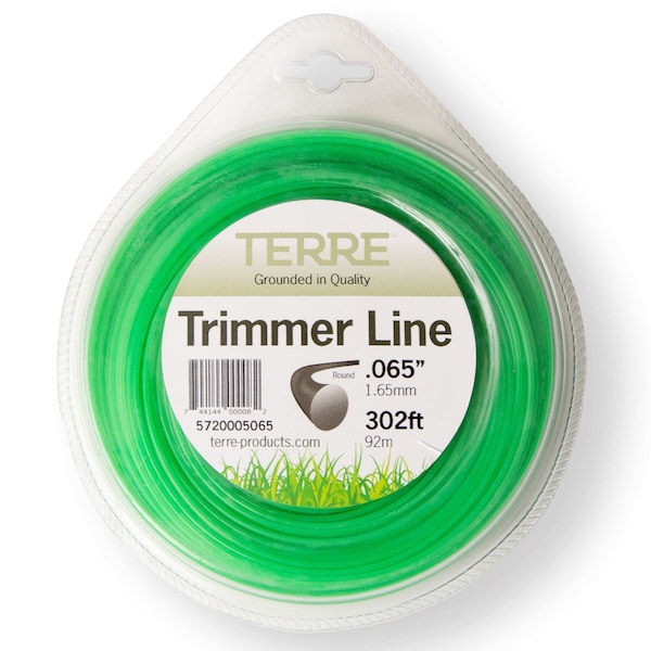 T Terre Residential Grade 065 Round Trimmer Line 1/2 lb. Trimmer String Line Length 302 ft. Diam. .065 in. - 5720005065