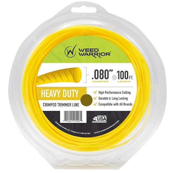 Weed Warrior Trimmer Line, 0.08 in Dia, 100 ft L, Nylon - 17406