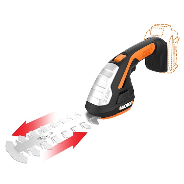 Worx 20V Power Share 4 in. Cordless Shear and 8 in. Shrubber Trimmer, Tool Only - WG801.9