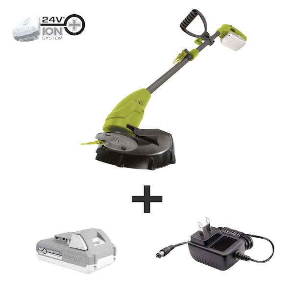 Sun Joe 24V iON+ 10-Inch Cordless 2.0-Ah Stringless Blade Cutter Grass Trimmer - 24V-GT10-LTE