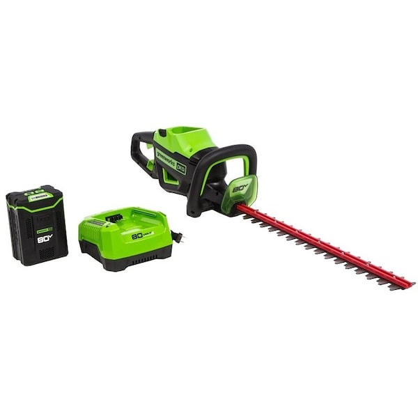 Greenworks Hedge Trimmer, Battery Included, 2 Ah, 80 V, 3/4 in Cutting Capacity, 26 in Blade, Rear Handle - 2203902