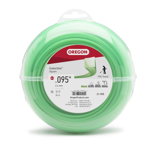 Oregon Gatorline Square Trimmer Line, .095" by 113', 1/2Lb Donut - 21-995