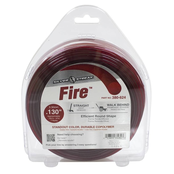 Stens New 380-624 Fire Trimmer Line For Echo 310130064, Shindaiwa 13001 Color Red, Diameter 0.130 In. - 380-624