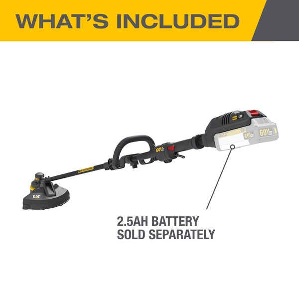 Caterpillar Cat 60V 15 in. Brushless Line Trimmer with Dual Line Bump Feed Head, Tool Only - DG610.9