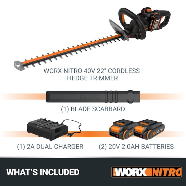Worx Nitro 40V Power Share 24 in. Cordless Hedge Trimmer, Battery and Charger Included - WG286