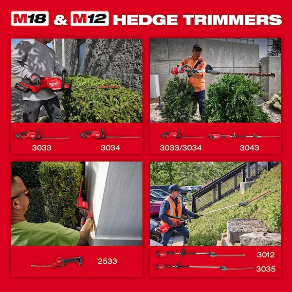 Milwaukee Tool Cordless Battery-Powered Hedge Trimmer Kit, Double-Sided 30 in L Blade - 3034-21