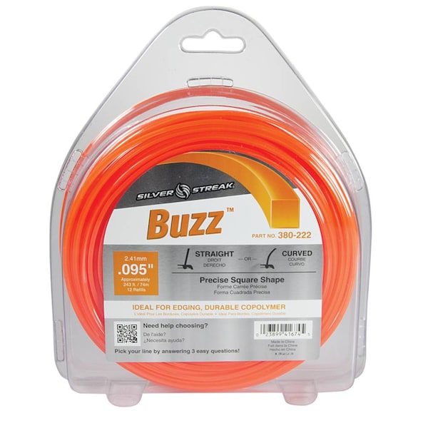 Stens Buzz Trimmer Line, Orange 0.095 In. X 243 Ft. - 380-222