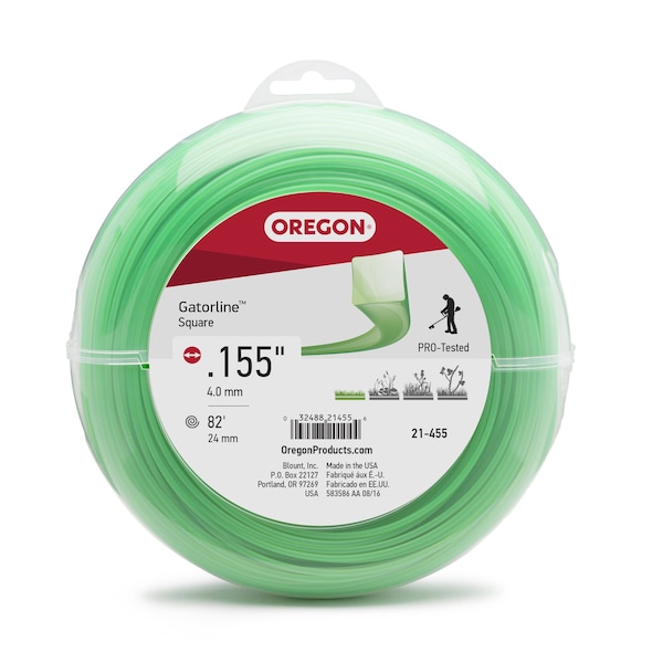 Oregon Gatorline Square Trimmer Line, .155" by 84', 1Lb Donut - 21-455