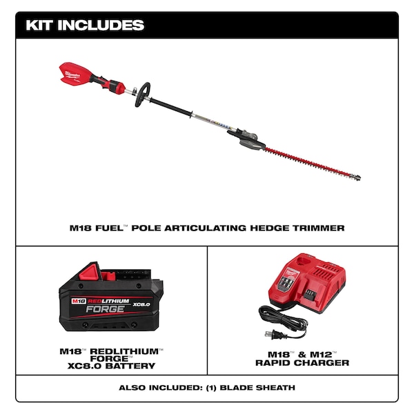 Milwaukee Tool Cordless Battery-Powered Hedge Trimmer Kit, Double-Sided 24 in L Blade - 3012-21