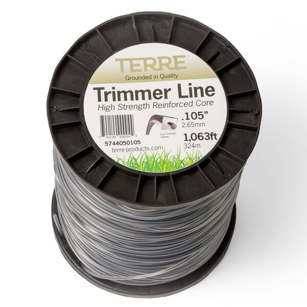 T Terre Commercial Grade Dual Strength .105 Square Weed Eater Trimmer Line Spool Length 1063 ft. - 5744050105