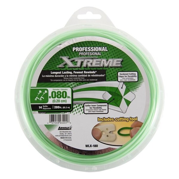 Arnold Xtreme Professional Trimmer Line, 008 in Dia, 280 ft L, Monofilament - WLX-180