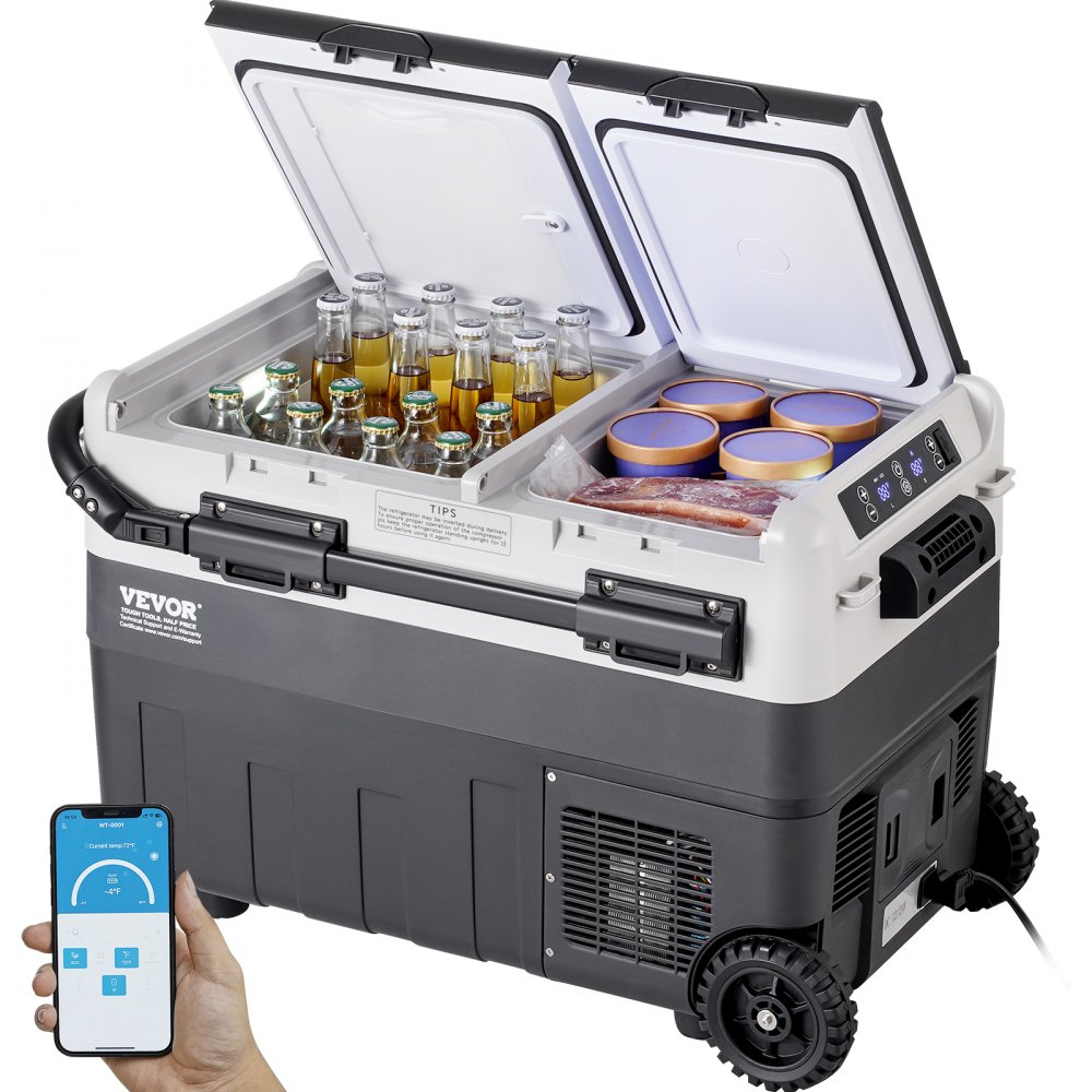 VEVOR Portable Car Refrigerator Freezer Compressor 40 L Dual Zone for Car Home - GLCZBXX40LSMVI30JV1