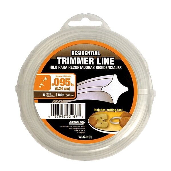 Arnold Trimmer Line, 0095 in Dia, 100 ft L, Nylon - WLS-H95
