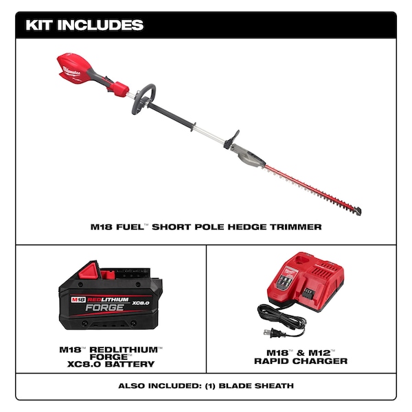 Milwaukee Tool Cordless Battery-Powered Hedge Trimmer Kit, Double-Sided 20 in L Blade - 3043-21