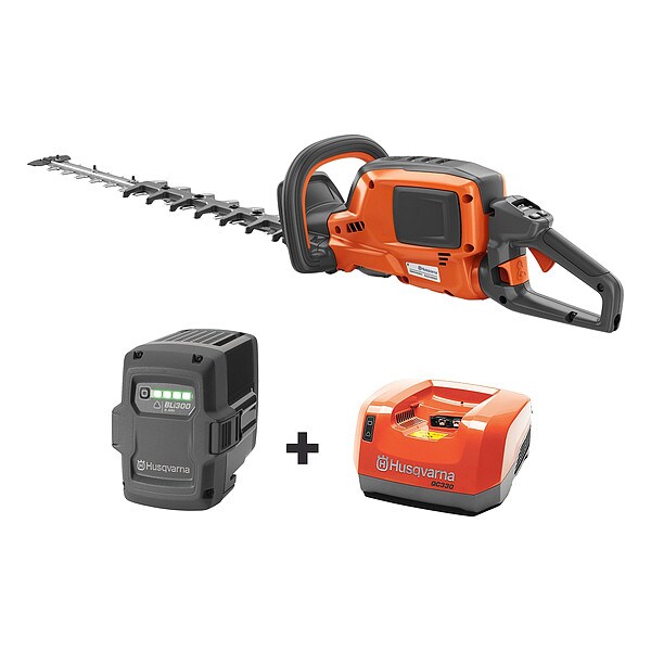 Husqvarna Cordless Battery-Powered Hedge Trimmer Kit, Double-Sided 23 3/5 in L Blade - 522IHD60+BLI300+QC330