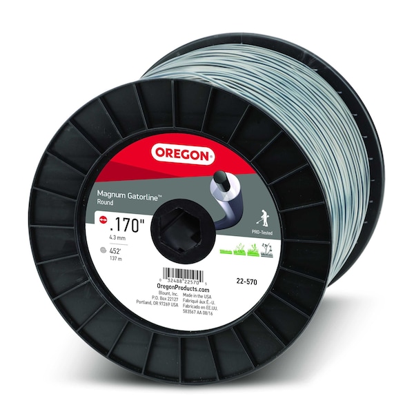 Oregon Magnum Gatorline Round Trimmer Line, .170" by 449', 5Lb Spool - 22-570