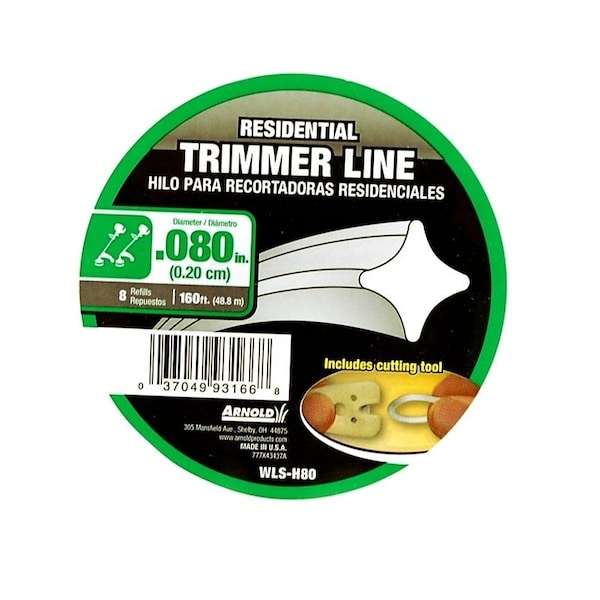 Arnold Trimmer Line, 008 in Dia, 160 ft L, Nylon - WLS-H80