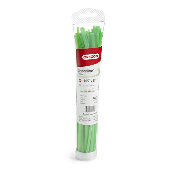 Oregon Gatorline Square Trimmer Line, .105" by 8", Precut, Tube of 50Pcs - 19-042