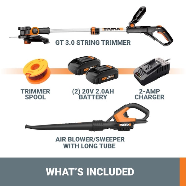 Worx Power Share 20V Trimmer and Blower Combo Kit, Battery and Charger Included - WG916
