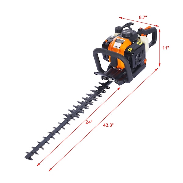 Edendirect 26cc Gas-Powered Hedge Trimmer, 24 Double-Sided Blade, Recoil Start - ED-W46540406