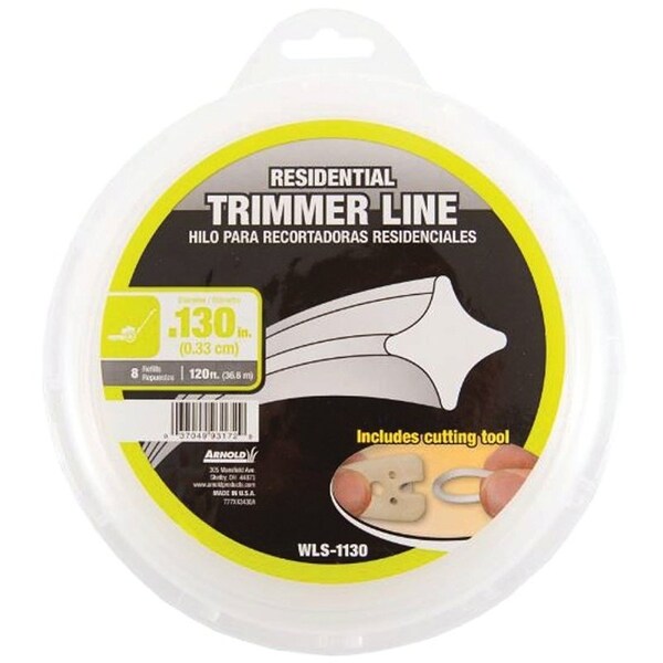 Arnold Trimmer Line, 013 in Dia, 120 ft L, Nylon - WLS-1130