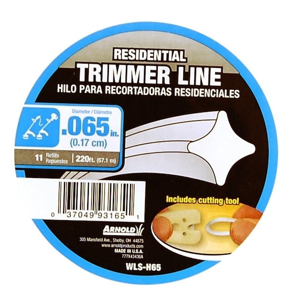 Arnold Trimmer Line, 0065 in Dia, 220 ft L, Nylon - WLS-H65