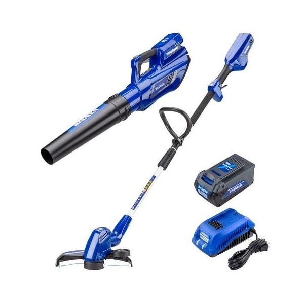 Wild Badger Power Cordless 20 Volt Trimmer/Edger and Axial Blower, Includes 2 2.0 Ah Batteries and Fast Charger - WB20VTAB