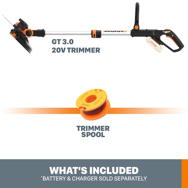 Worx 20V Power Share GT 3.0 12 in. String Trimmer and Wheeled Edger, Tool Only - WG163.9