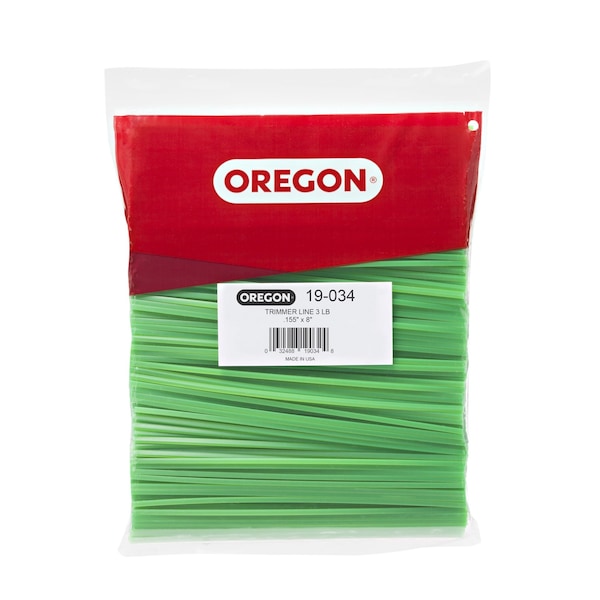Oregon Gatorline Square Trimmer Line, .155" by 8", Precut, 3Lb Bag - 19-034
