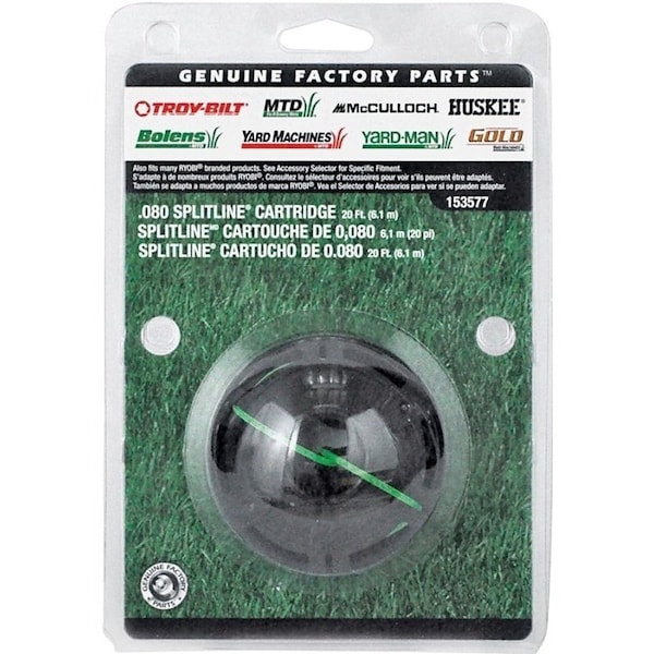 Mtd Round Line Cartridge, 008 in Dia, 20 ft L, AluminumCoPolymer, Green - 49U3577L953