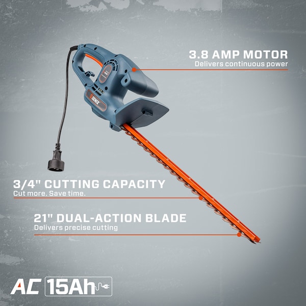 Senix Corded Hedge Trimmer, 4.50 in L 120V 3.8 Amp Electric - HTE3.8-L