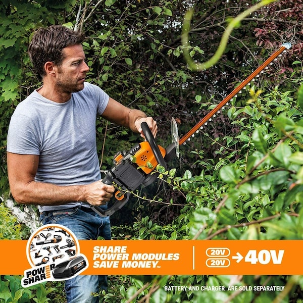 Worx 40V Power Share 24 in. Cordless Hedge Trimmer, Tool Only - WG284.9