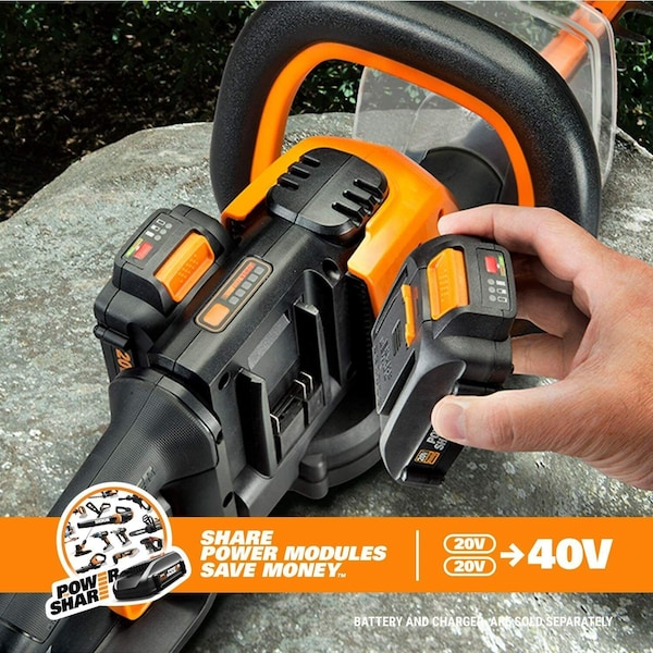 Worx 40V Power Share 24 in. Cordless Hedge Trimmer, Tool Only - WG284.9