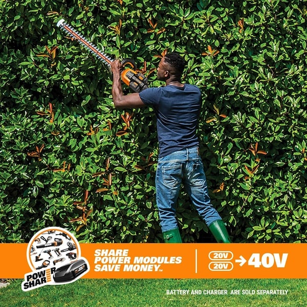 Worx 40V Power Share 24 in. Cordless Hedge Trimmer, Tool Only - WG284.9